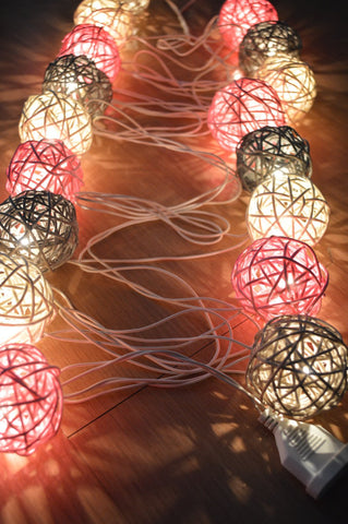 Vintage Rattan Ball String Lights