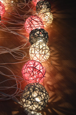 Vintage Rattan Ball String Lights