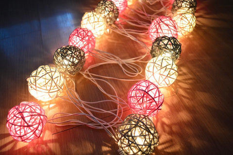 Vintage Rattan Ball String Lights