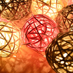 Vintage Rattan Ball String Lights
