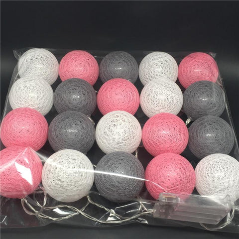 Color Series Cotton Ball String Lights