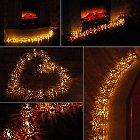 Hollow Cage Lantern Lamp String Lights