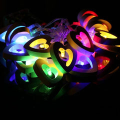 Wooden Love Heart String Lights