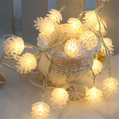 Antique Pinecone Garland String Lights