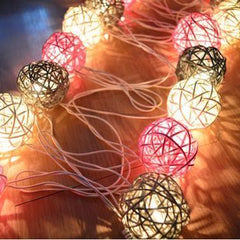 Vintage Rattan Ball String Lights