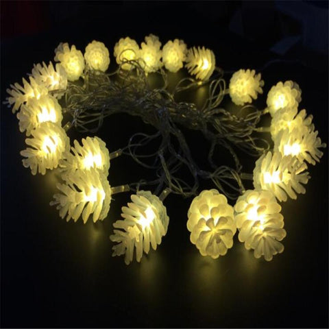 Antique Pinecone Garland String Lights